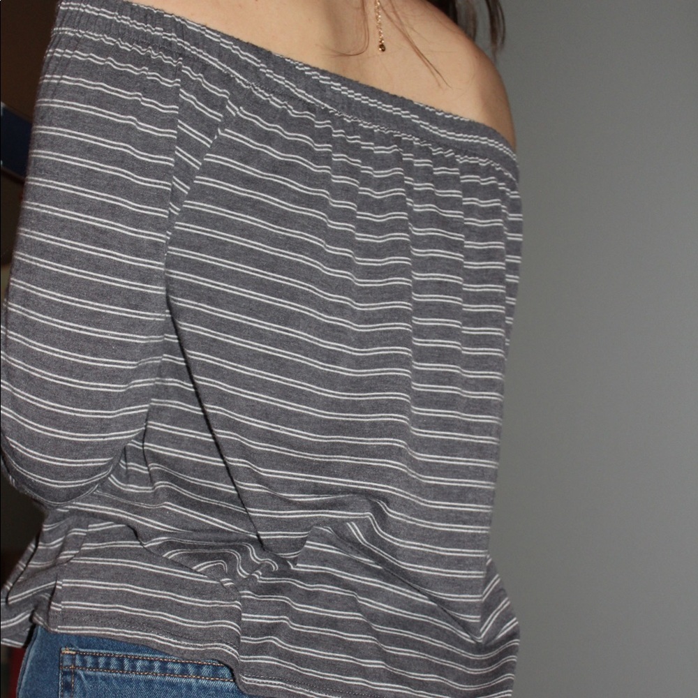 striped off the shoulder top
